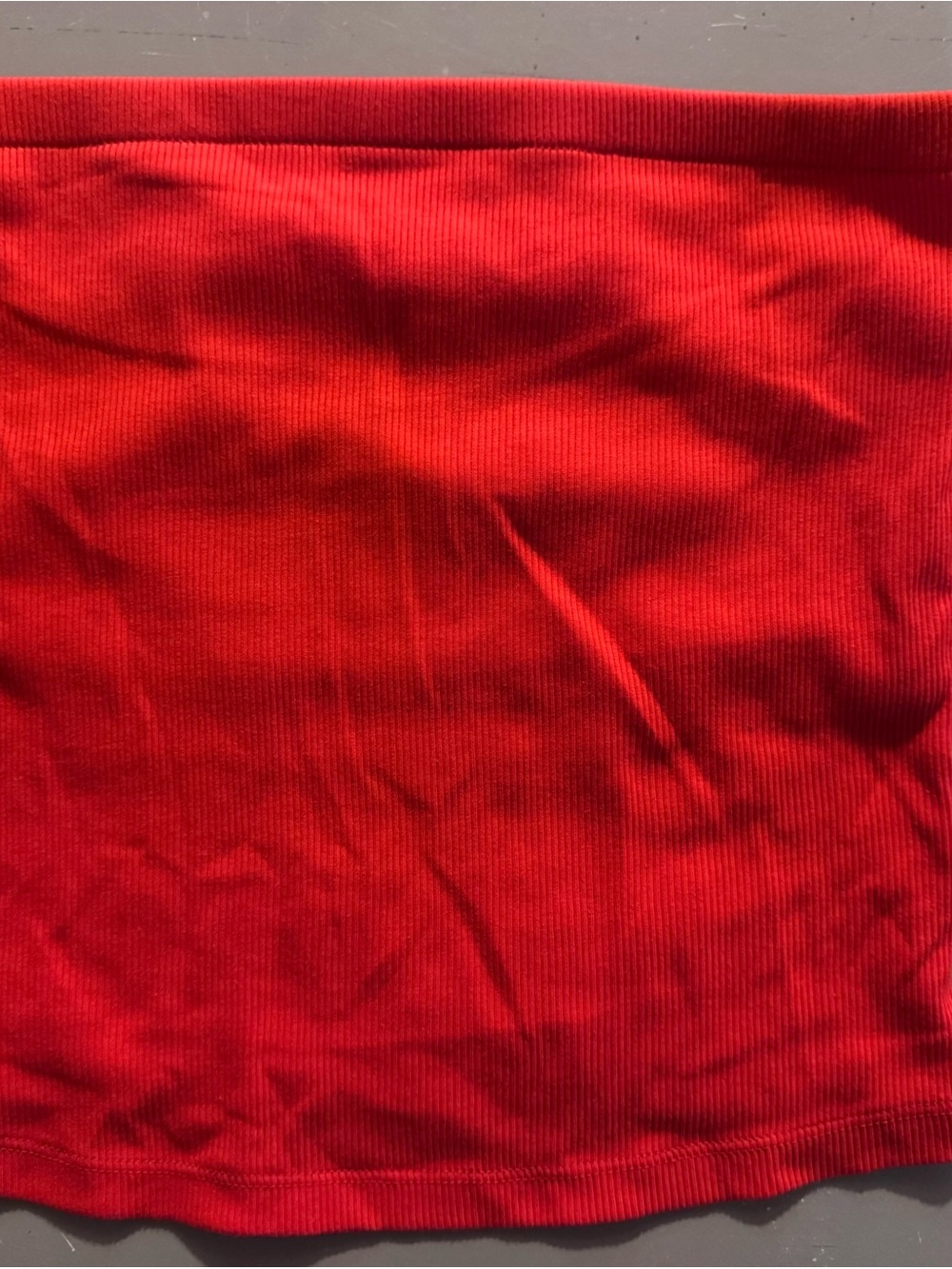 a new day Vibrant Red Ribbed Strapless Crop Top